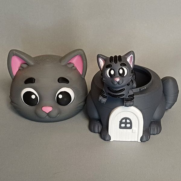 Іграшка 3D "Кошеня з будиночком", 11 см, пластик/3д іграшка на принтері 1372-281 фото