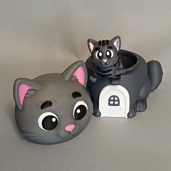 Іграшка 3D "Кошеня з будиночком", 11 см, пластик/3д іграшка на принтері 1372-281 фото