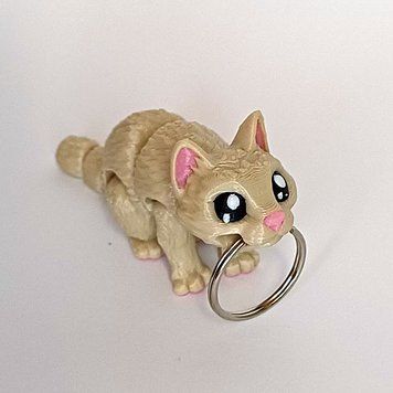 Брелок для ключів кіт 3D, 10 см/Дитячий гнучкий брелок 3д кошеня/ Шарнірна 3д підвіска для наплічника 1371-015 фото