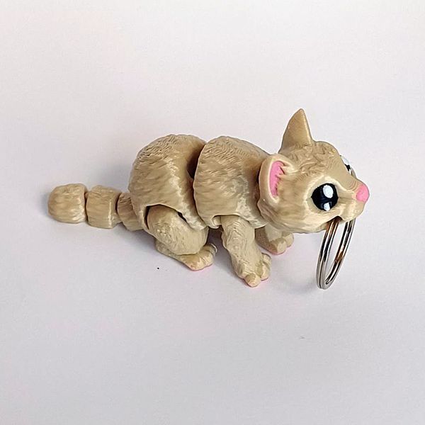 Брелок для ключів кіт 3D, 10 см/Дитячий гнучкий брелок 3д кошеня/ Шарнірна 3д підвіска для наплічника 1371-015 фото