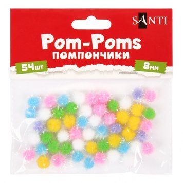 Помпони SANTI з люрексом голографічним кольорові d 8мм 54шт/уп 955440 фото