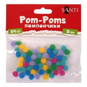Помпони SANTI кольорові d 8мм 54шт/уп 955449 фото
