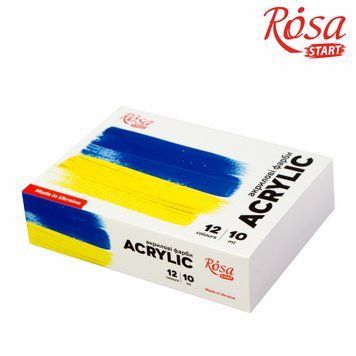 Набір акрилових фарб Ukraine Unicorn 12x10 мл, ROSA START 322111009 322111009 фото