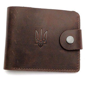 Шкіряний гаманець з гравіюванням, чоловічий, Коричневий / Чоловічий гаманець з натуральної шкіри 1371-7 фото