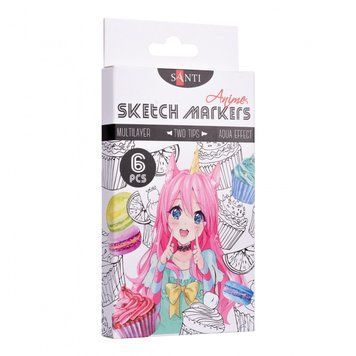 Набір маркерів для скетчингу "SANTI sketch" "Anime", 6 шт./пач. 390550 390550 фото