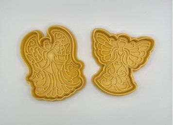 Набір вирубок з відбитком для пряників, печива, 2 шт, 7-8 см, "Ангели ", пластик/ Кондитерські вирубки для пряників 1372-261 фото