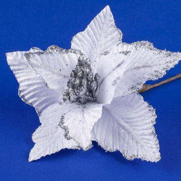 Новорічна декоративна квітка Пуансетія 15 см, колір &mdash; білий 5L57-09 5L57-09 фото