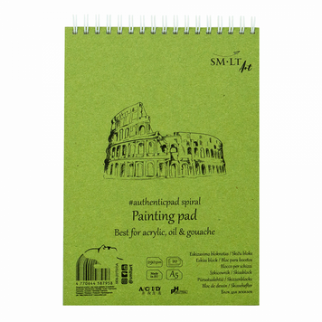 Альбом для акрилу та олії на спіралі AUTHENTIC (DRAWING) А5, 290г/м2, 20л, білий папір, SMILTAINIS 5EB-20TS фото