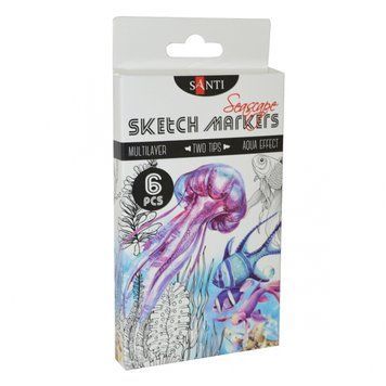 Набір маркерів для скетчингу "SANTI sketch" "Seascape", 6 шт/уп 390567 фото